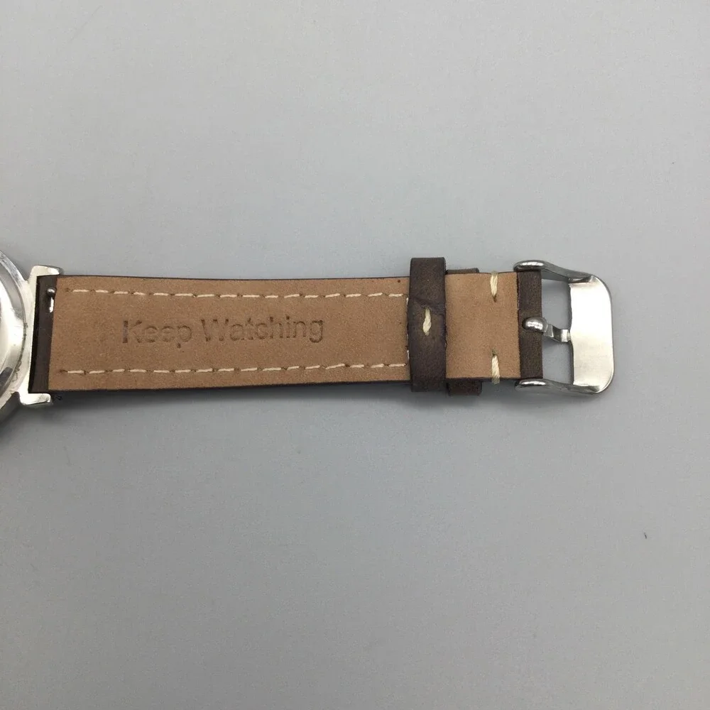 Aria Womens Watch 34mm Abalone Mosaic Dial Brown Leather Band New Battery